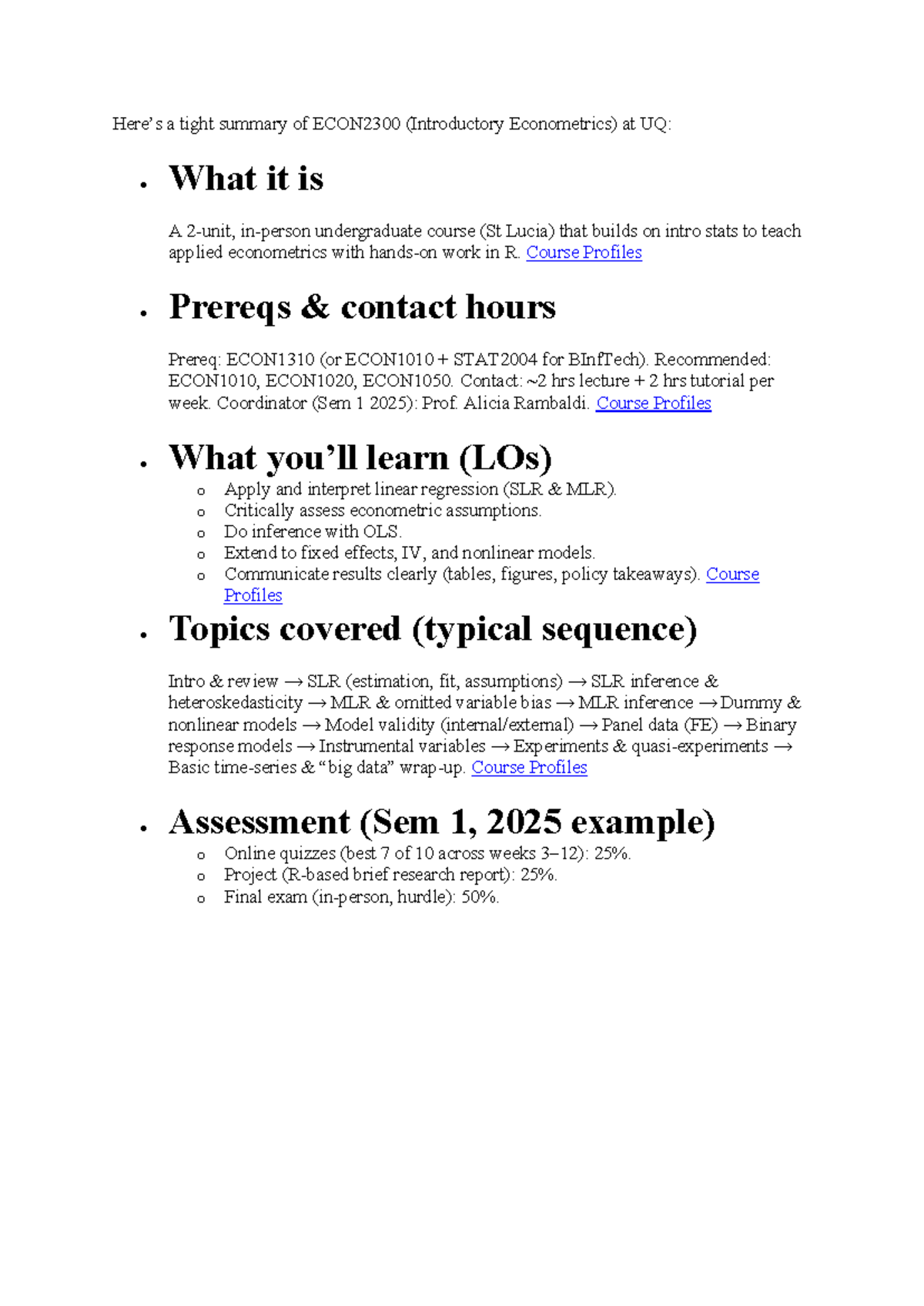 ECON2300 Notes: Summary of Introductory Econometrics at UQ - Studocu