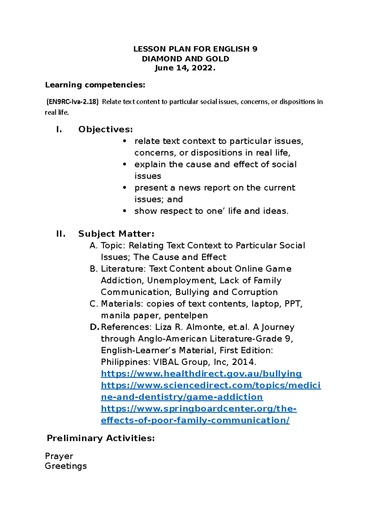 Daily Lesson Plan: Active Listening in English 10 Q1 - Studocu