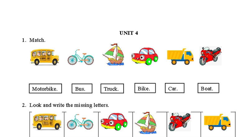 Bài tập bổ trợ family and friends 2 national edition unit 4 - UNIT 4 1 ...