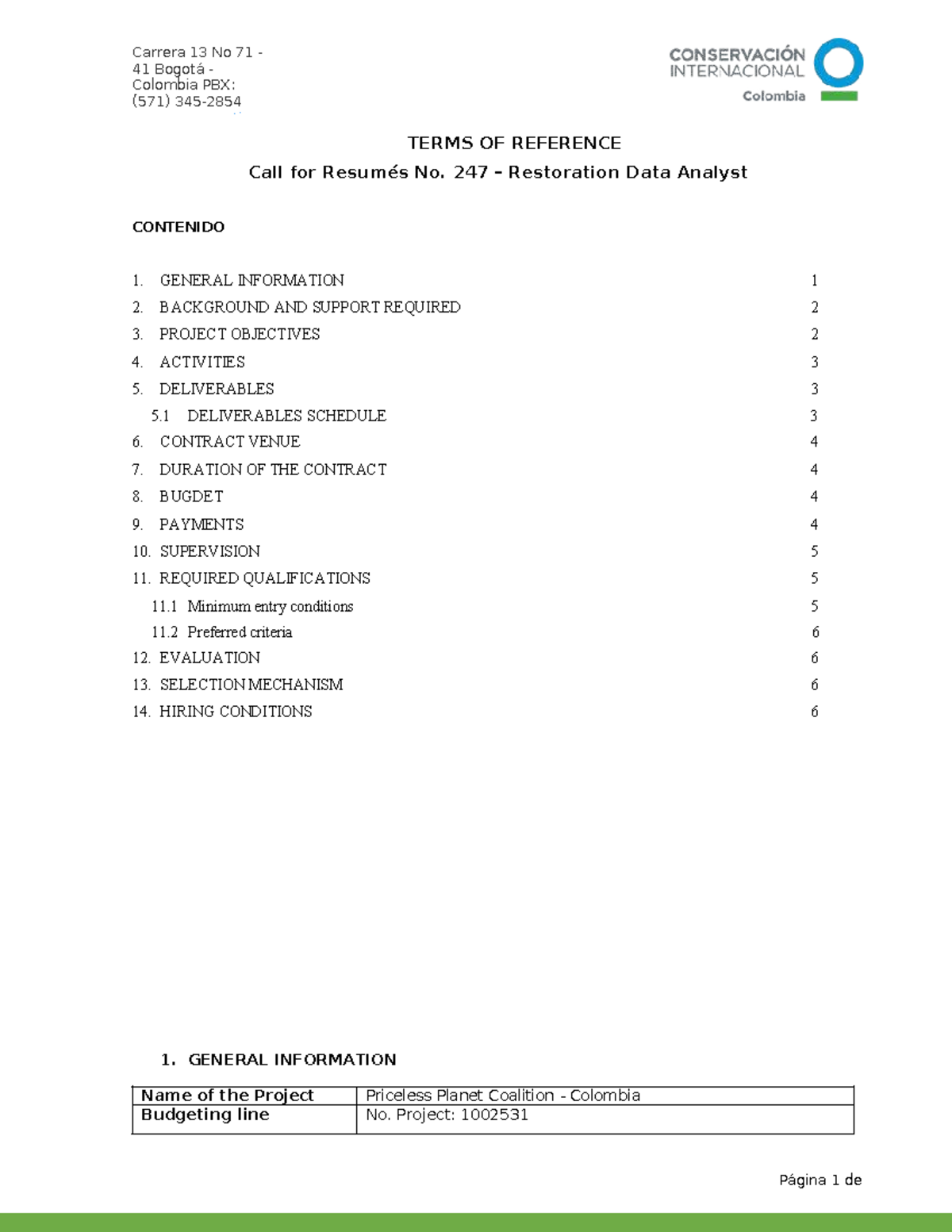 247-Td R-Restoration Data Analyst Terms of Reference Document - Studocu