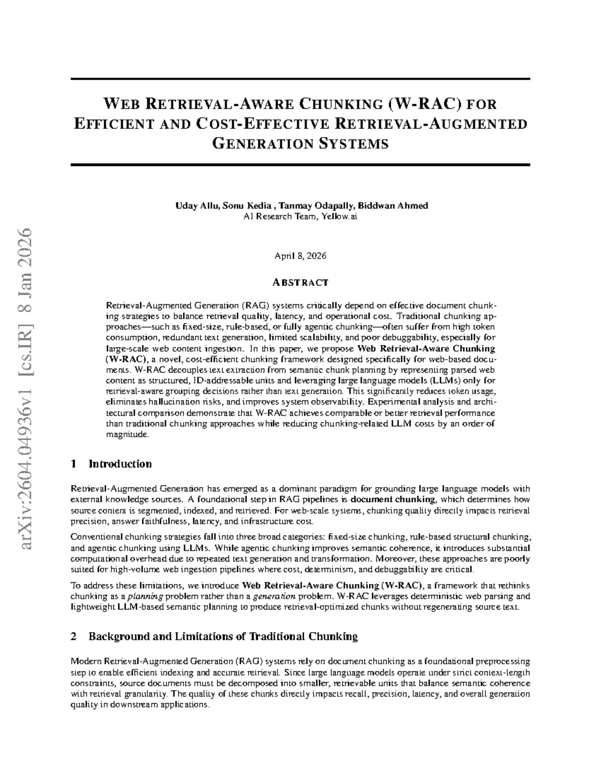 Web Chunking for Efficient Retrieval in RAG Systems (2604) - Studocu