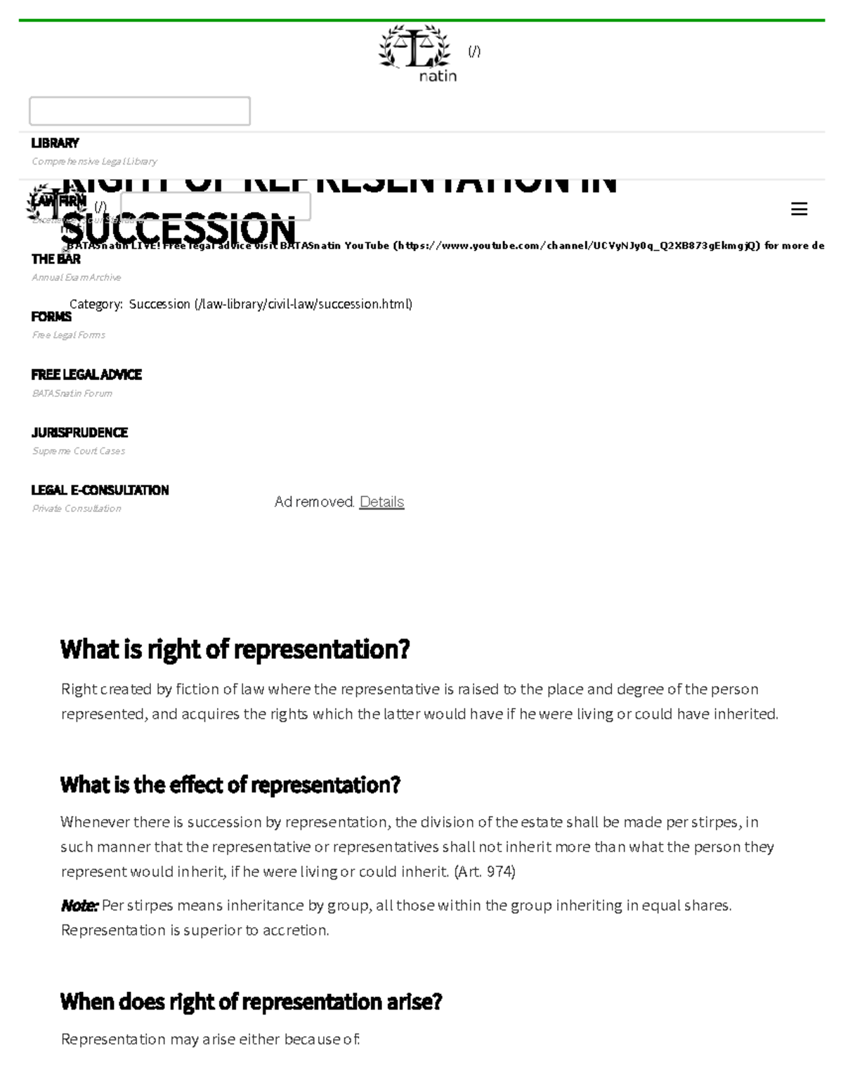 Right of Representation in Succession Law Explained - Studocu