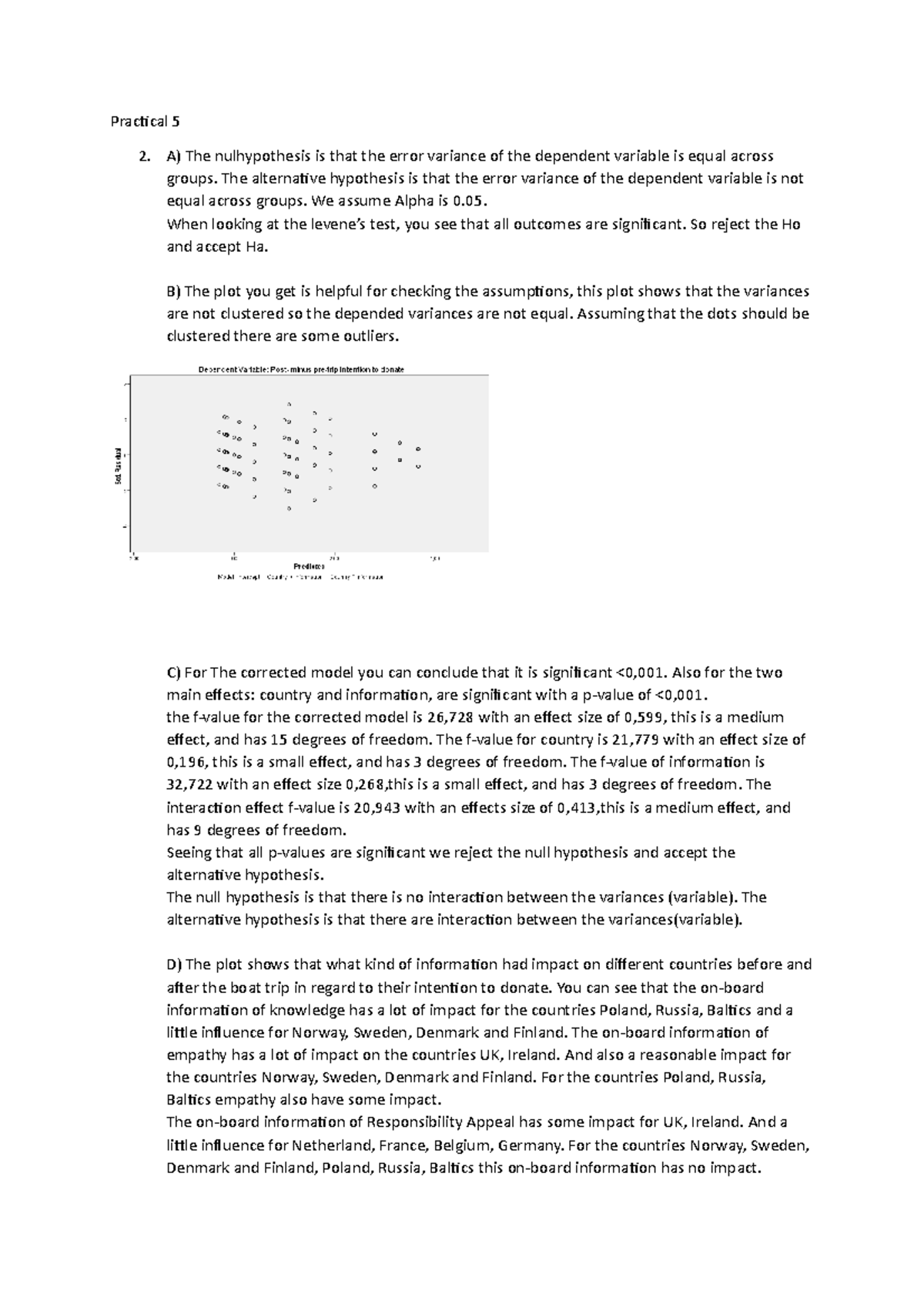 Assignment 5: Practical 5 Analysis of Variance and Effects - Studeersnel