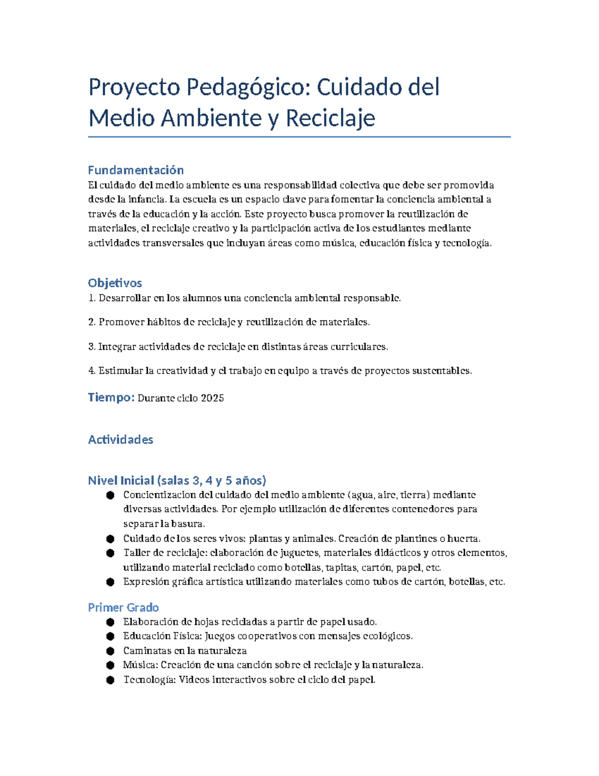 Proyecto Escolar Sobre El Cuidado Del Medio Ambiente Una Gua Integral