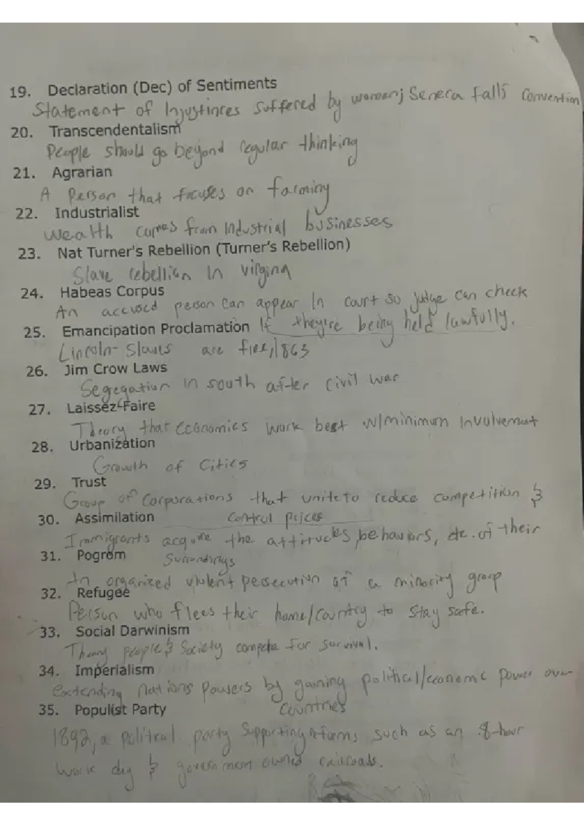 Final Exam Study Guide: Key Concepts in U.S. History (Course Code ...