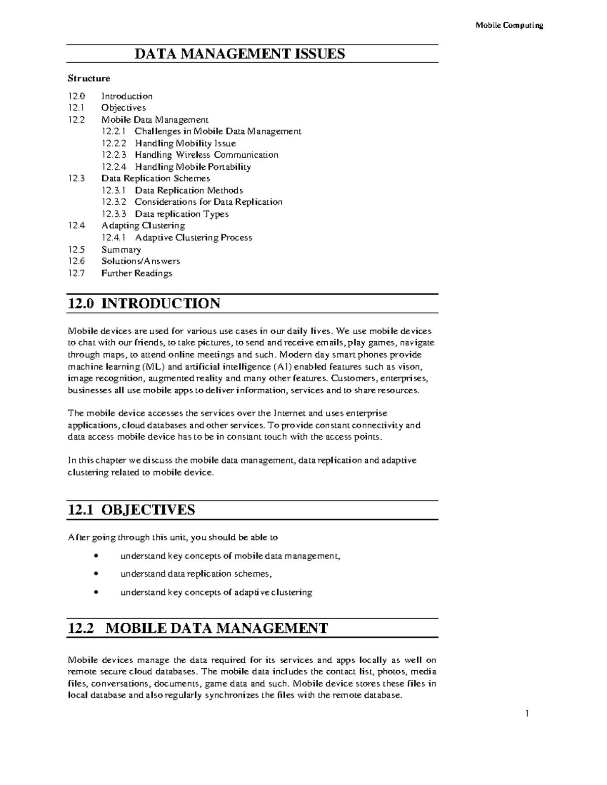 CMPT 312 Final Exam: Mobile Data Management Challenges and Solutions ...