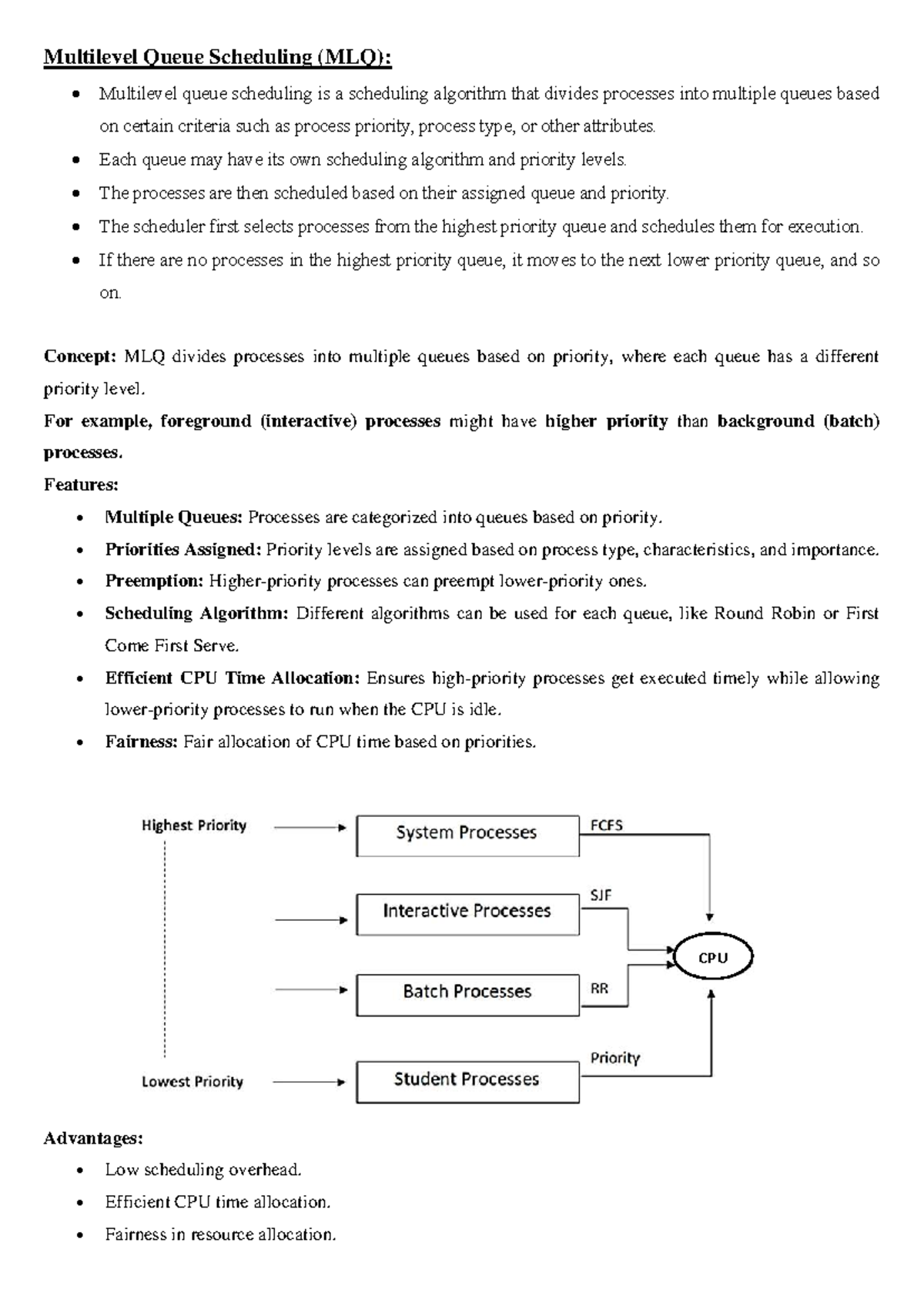 MLQ & MLFQ: Comprehensive Notes on Multilevel Queue Scheduling - Studocu