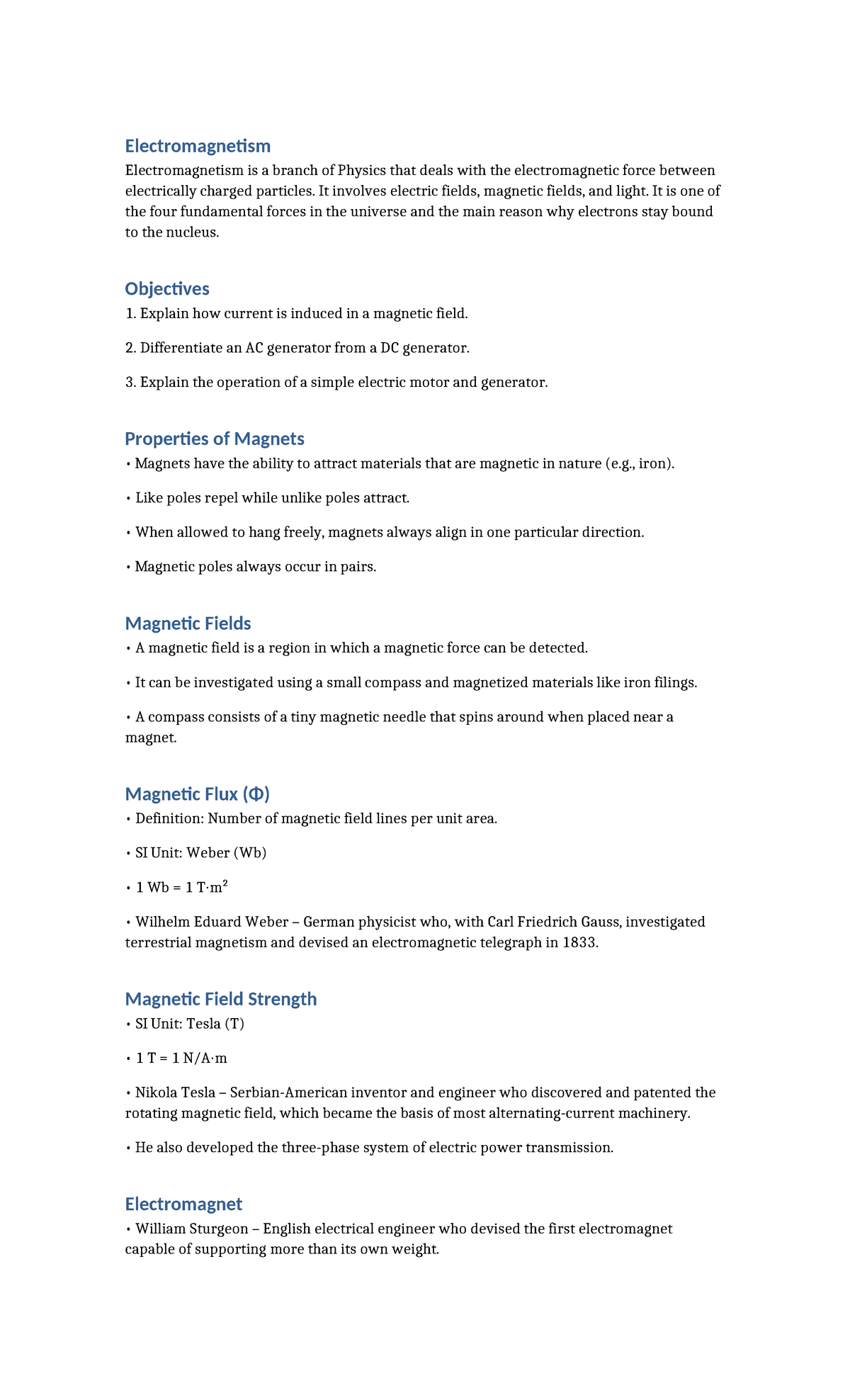 Electromagnetism Review Notes for PHYS 101 - Studocu