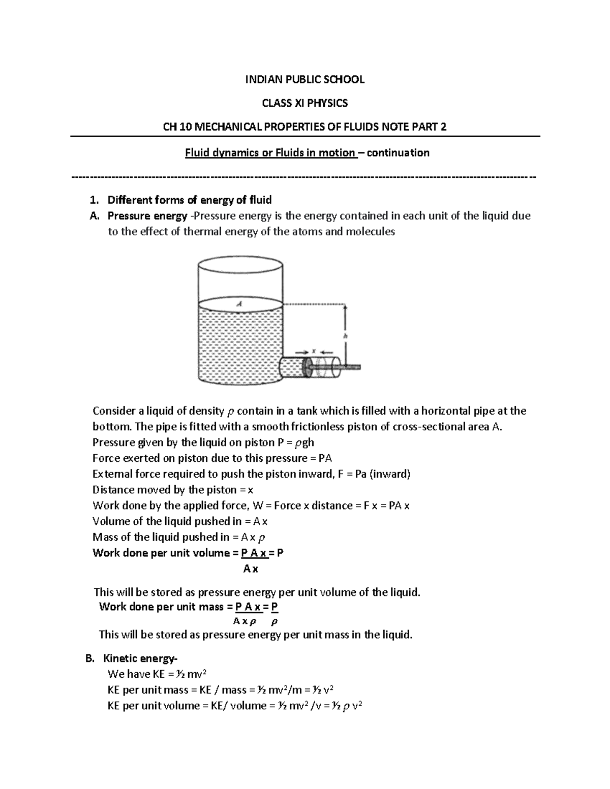 INDIAN PUBLIC SCHOOL CLASS XI PHYSICS CH 10 MECHANICAL PROPERTIES OF ...