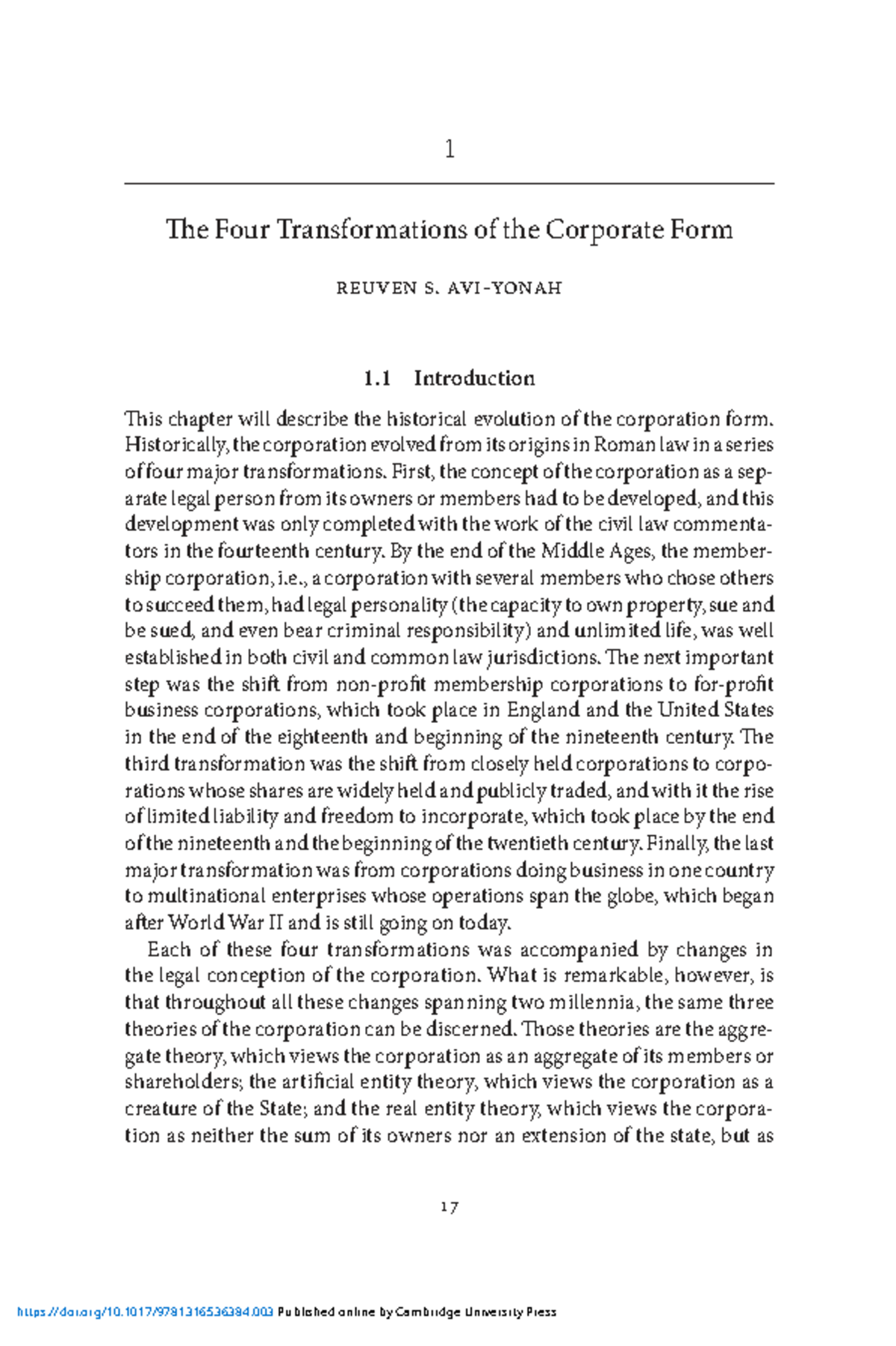 Four Transformations of the Corporate Form: Historical Evolution and ...