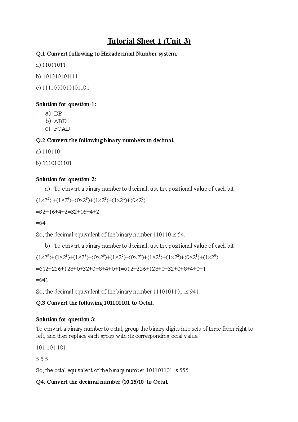 A576893542 16822 24 2025 Tutorial sheet Unit3 1 - Tutorial Sheet 1 ...