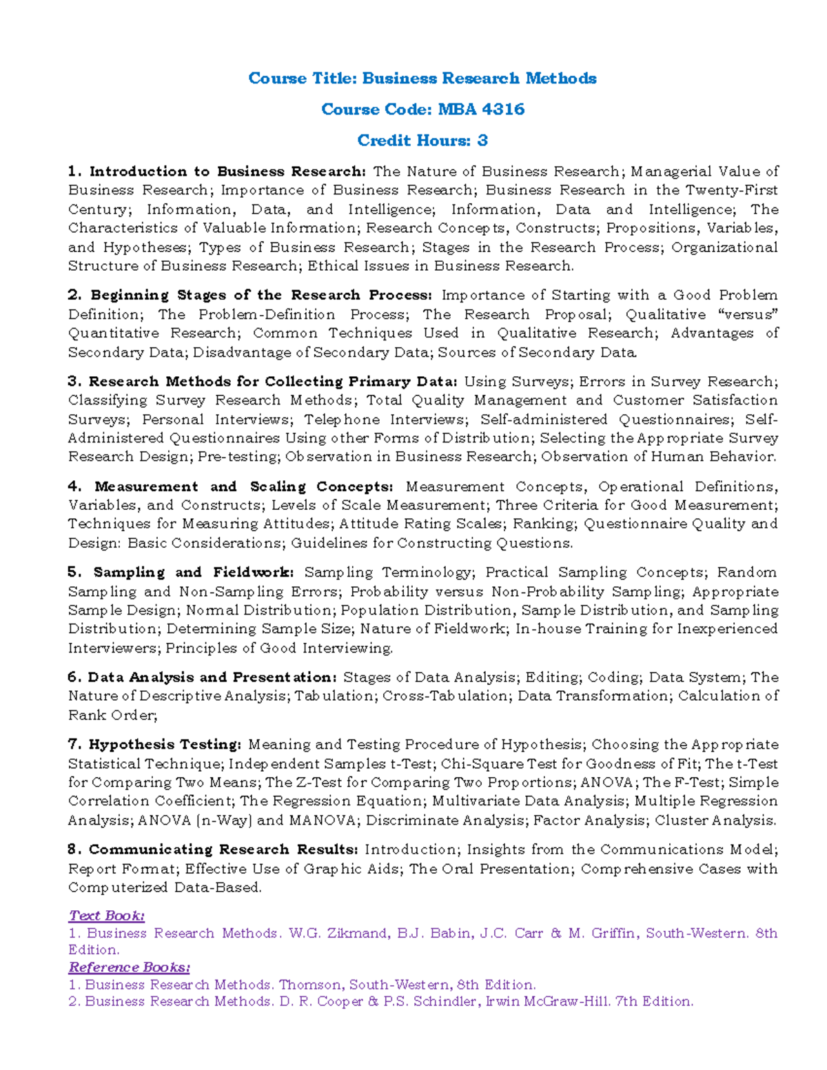 Business Research Methods - Course Title: Business Research Methods ...