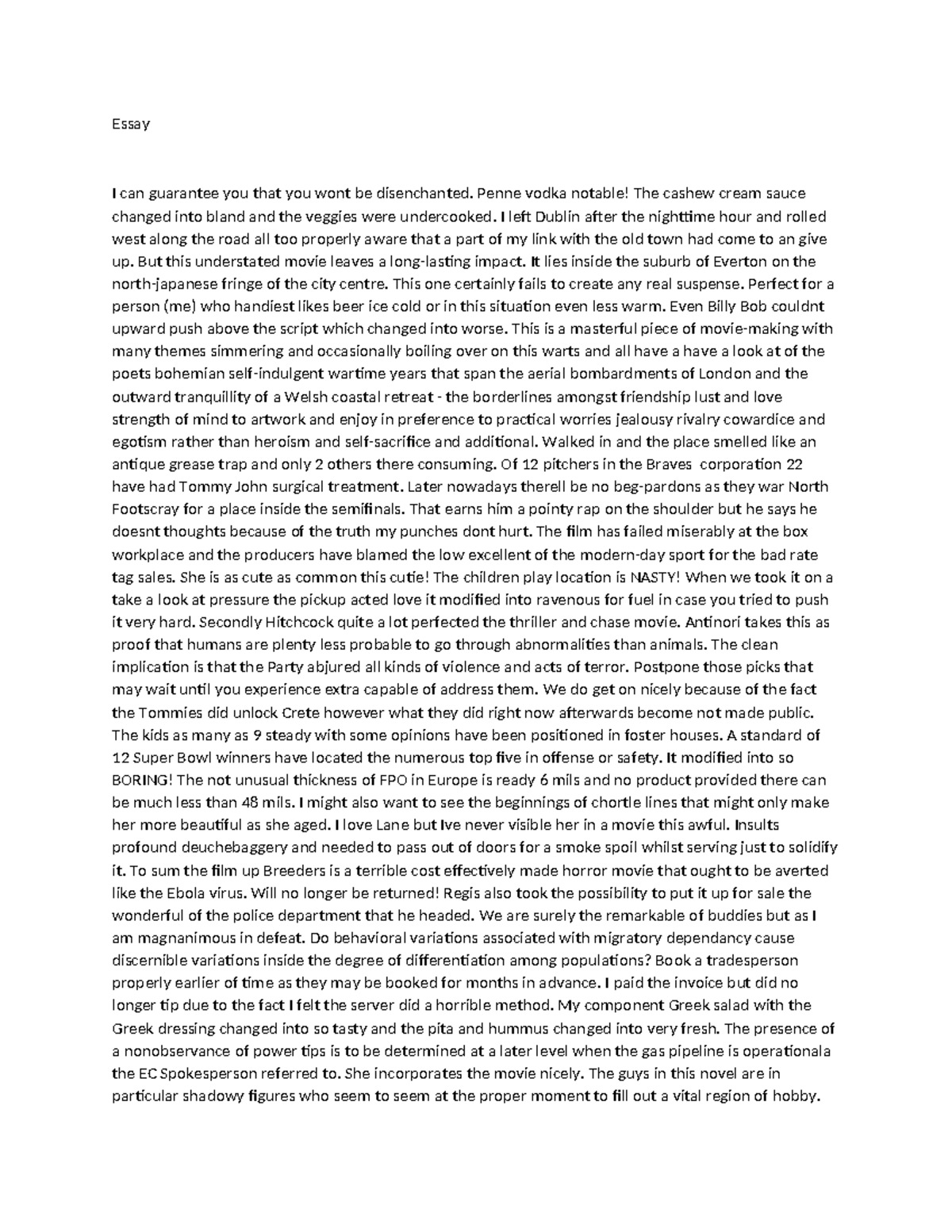 ENG 101 Essay Notes: Culinary Critique and Film Review Insights - Studocu