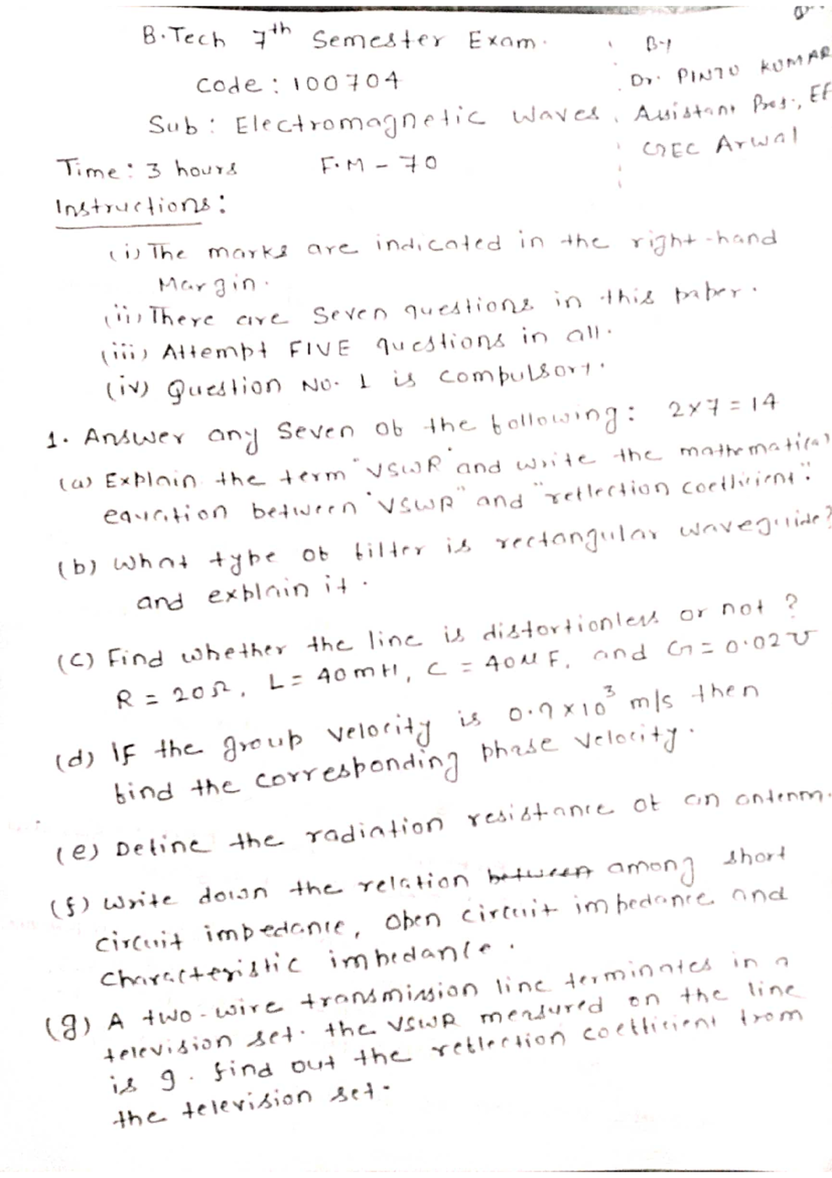 Model Questions for EMW 100704 - Study Notes - Studocu
