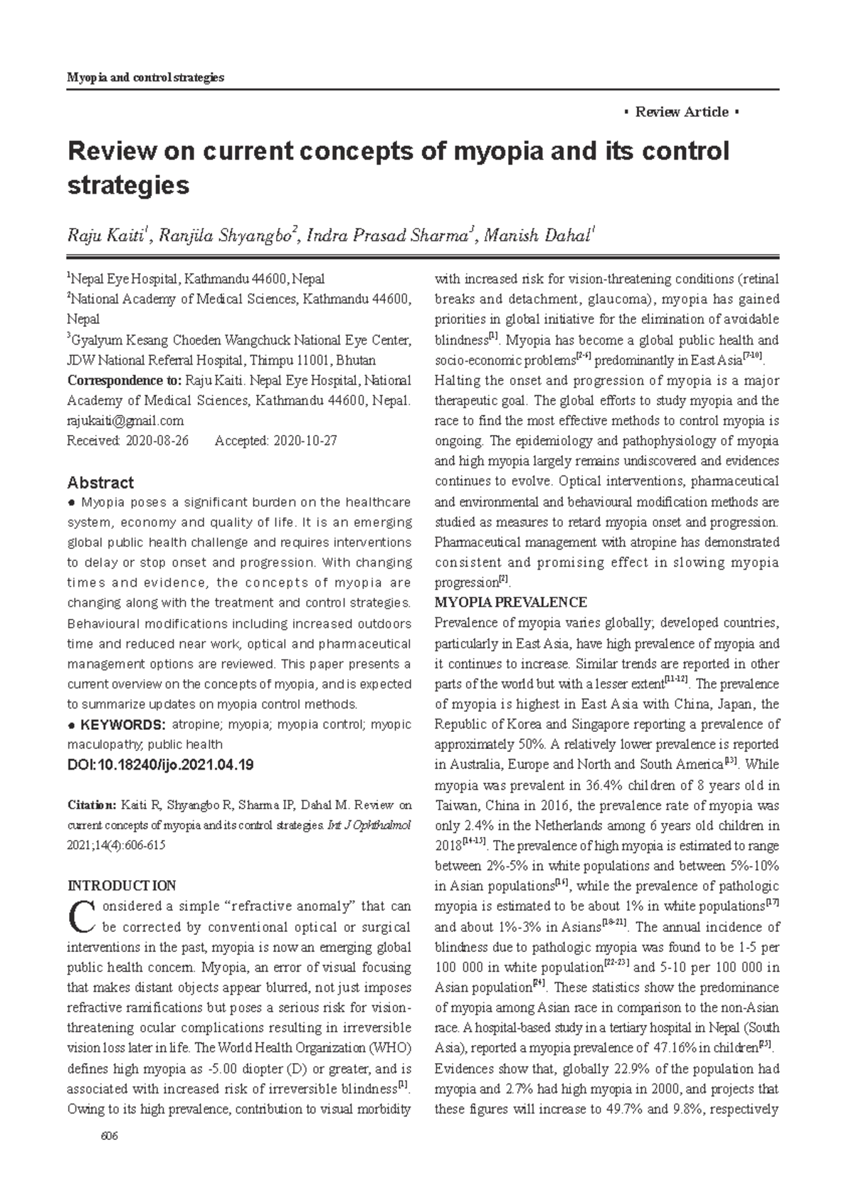 Review on current concepts of myopia and its control strategies ...