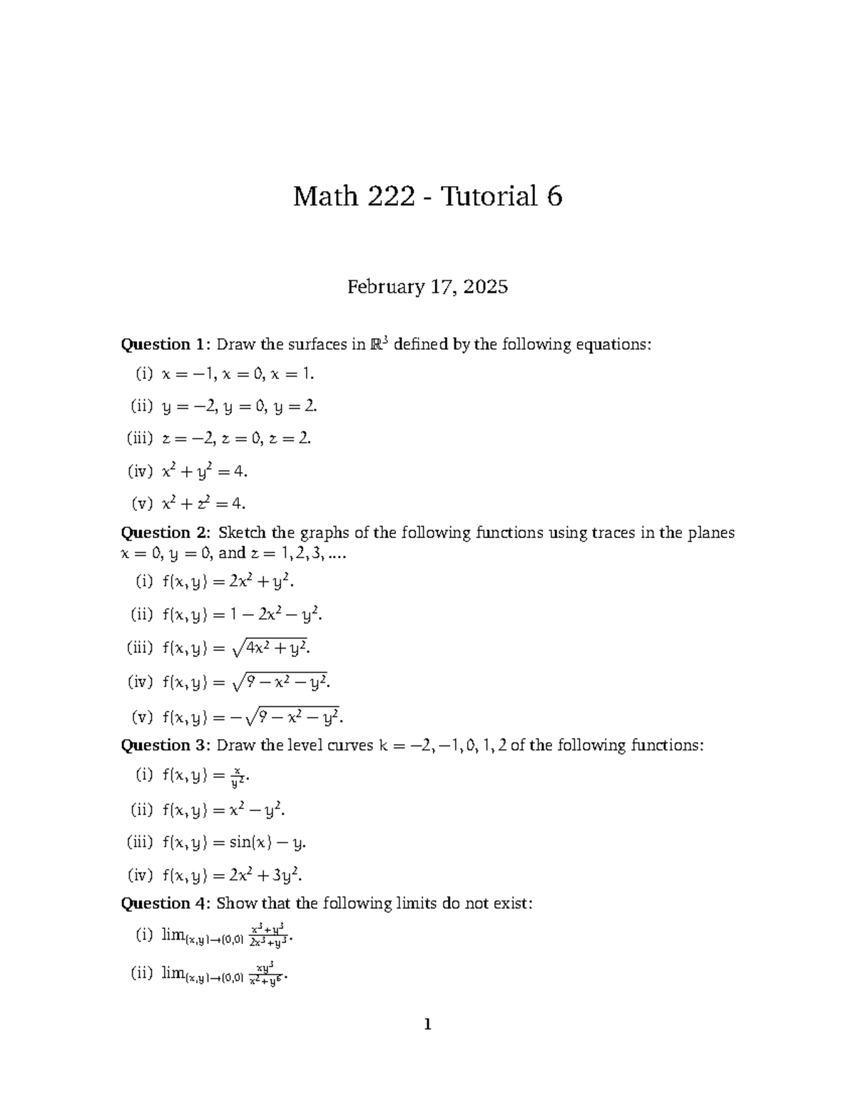 Math Tutorial 6: Surfaces, Graphs, and Limits Analysis - Studocu