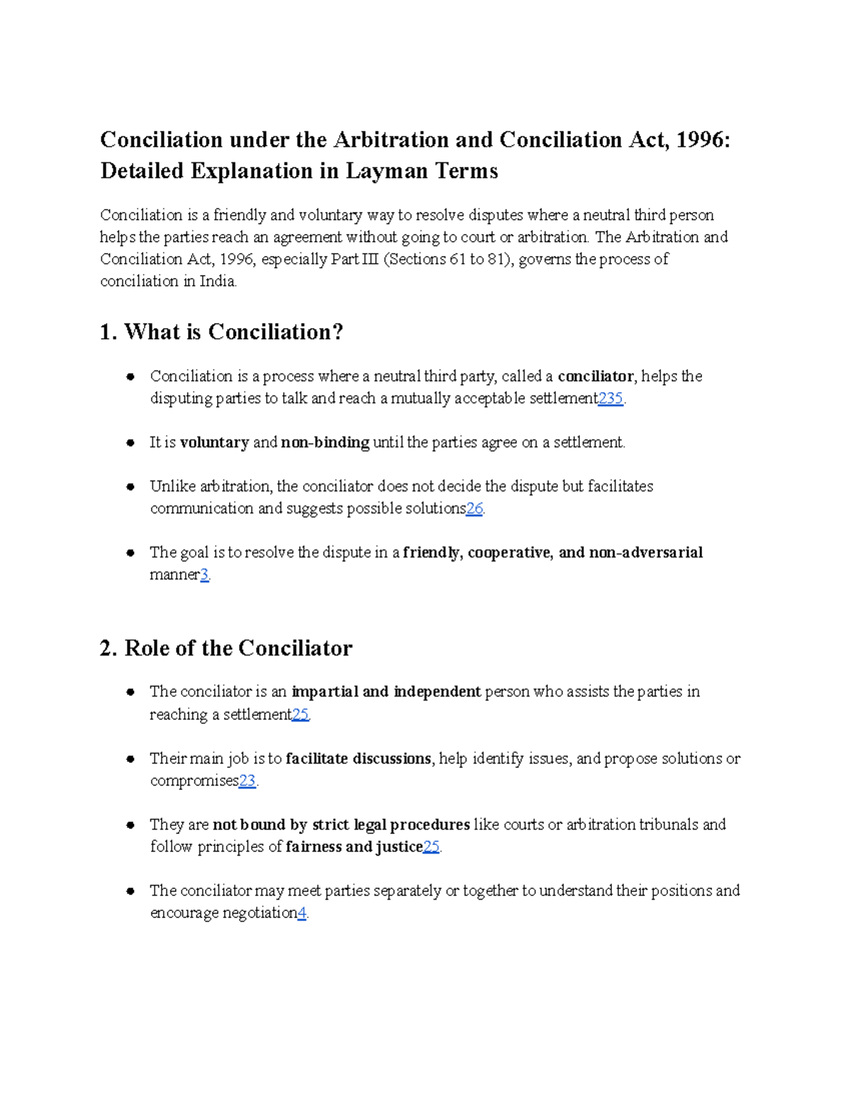 Conciliation Under the Arbitration and Conciliation Act, 1996: A Layman ...