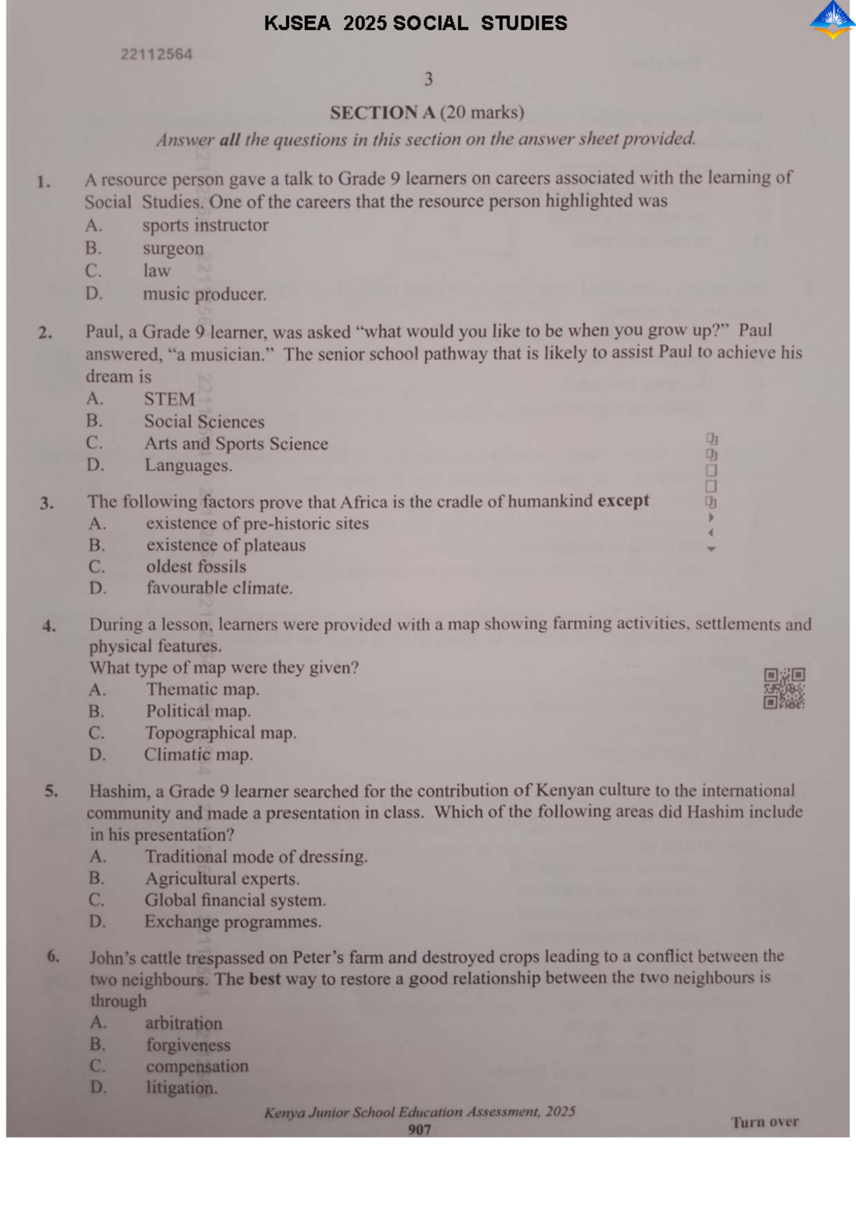 KJSEA 2025 SOCIAL STUDIES EXAMINATION QUESTIONS & ANSWERS - Studocu
