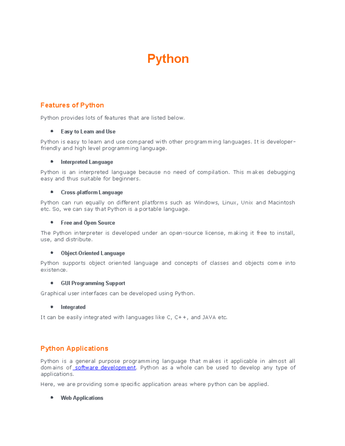 Python Programming Features and Basics - Notation and Examples - Studocu