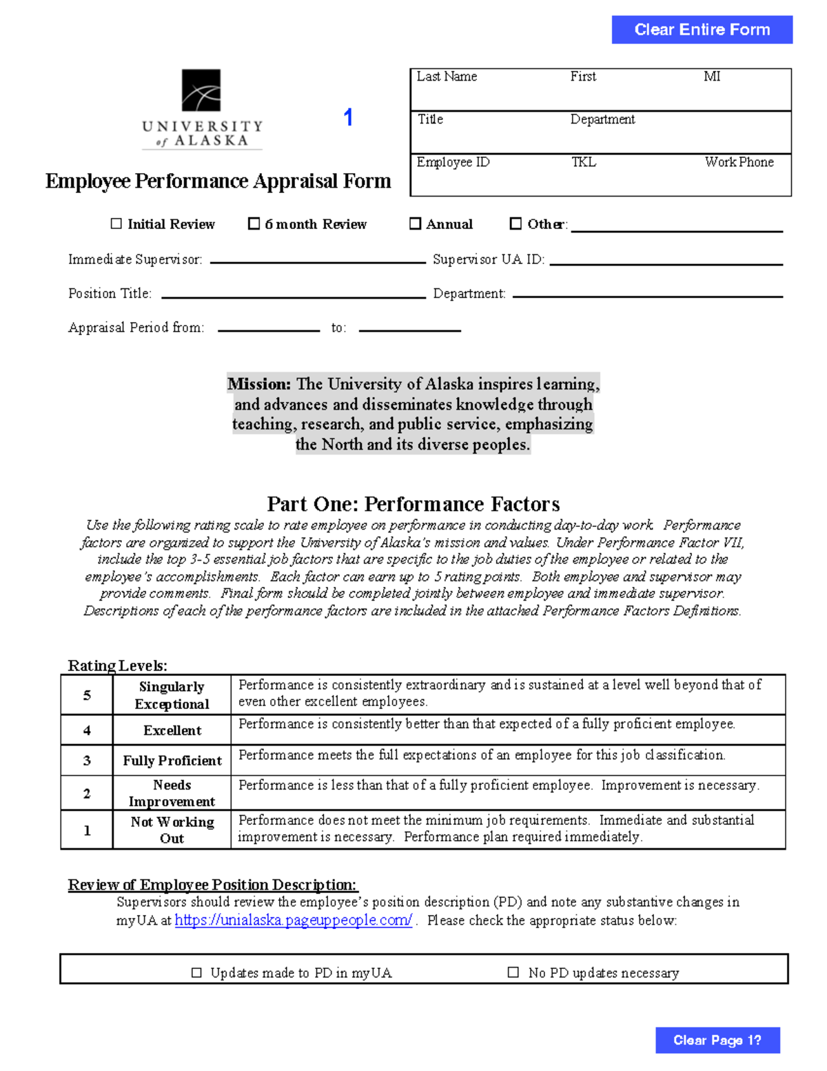 Employee Performance Appraisal Form (PA 101) - Initial Review Guide ...