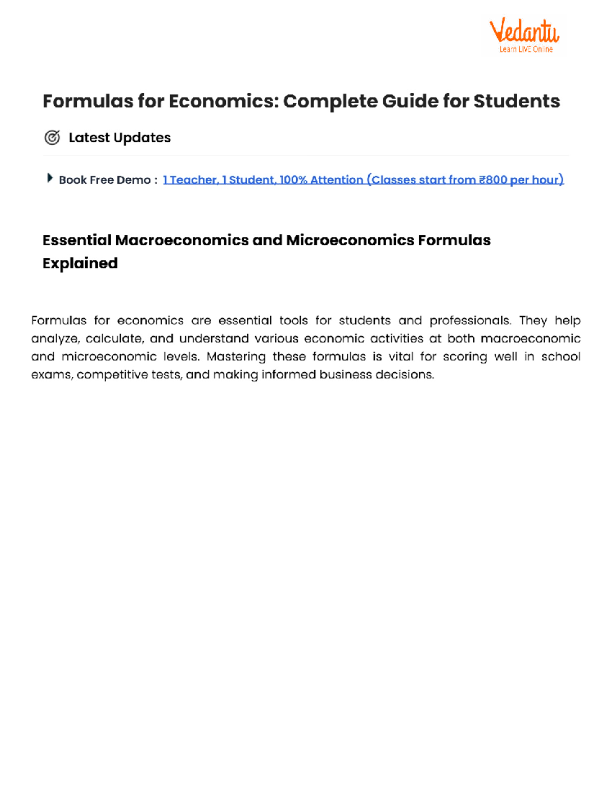 Formulas for Economics (ECO101): Essential Guide for Students - Studocu