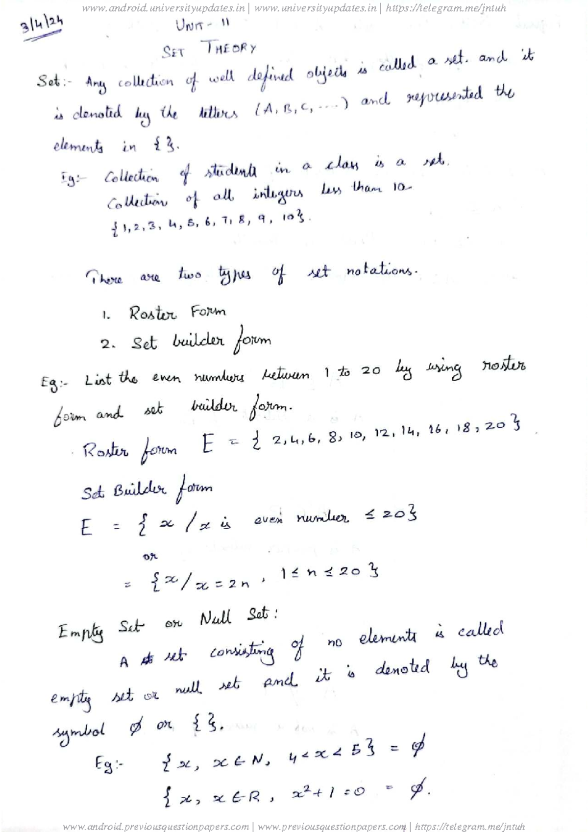 DM 2 Set Theory: Comprehensive Notes on Set Concepts and Relations ...