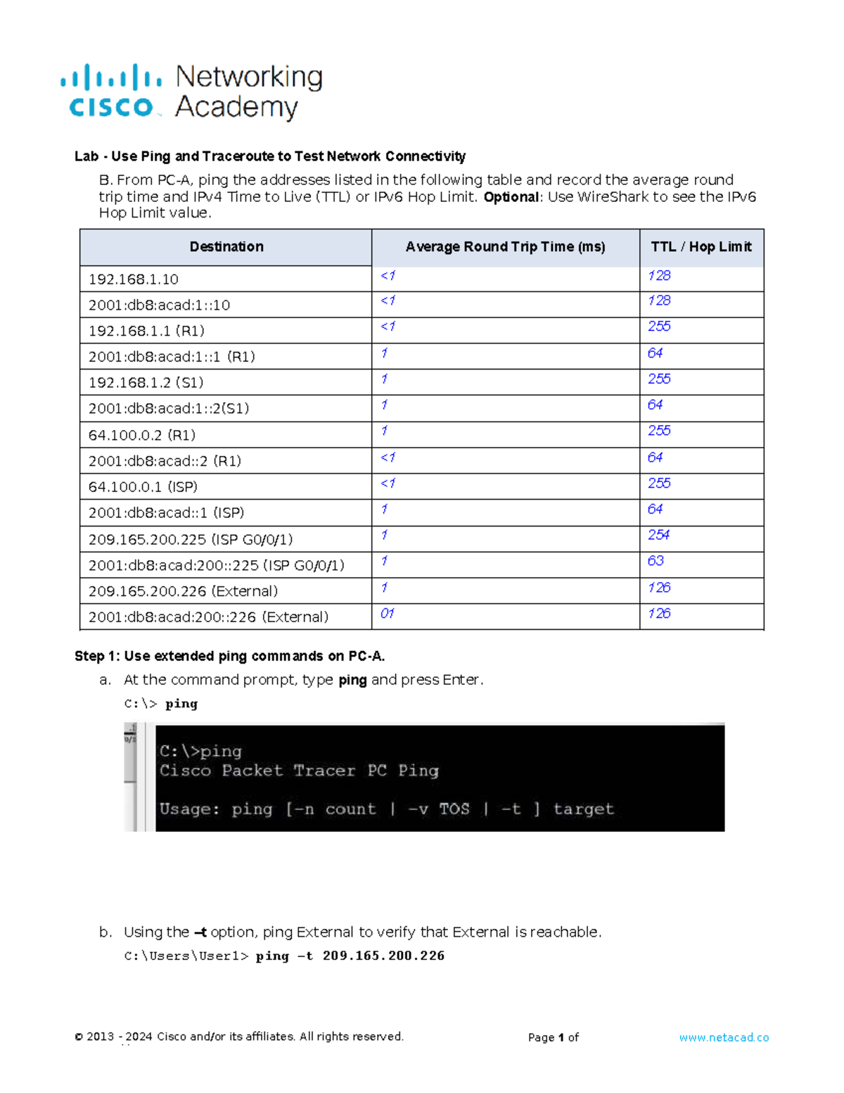 Lab 13: Using Ping and Traceroute for Network Connectivity Testing ...