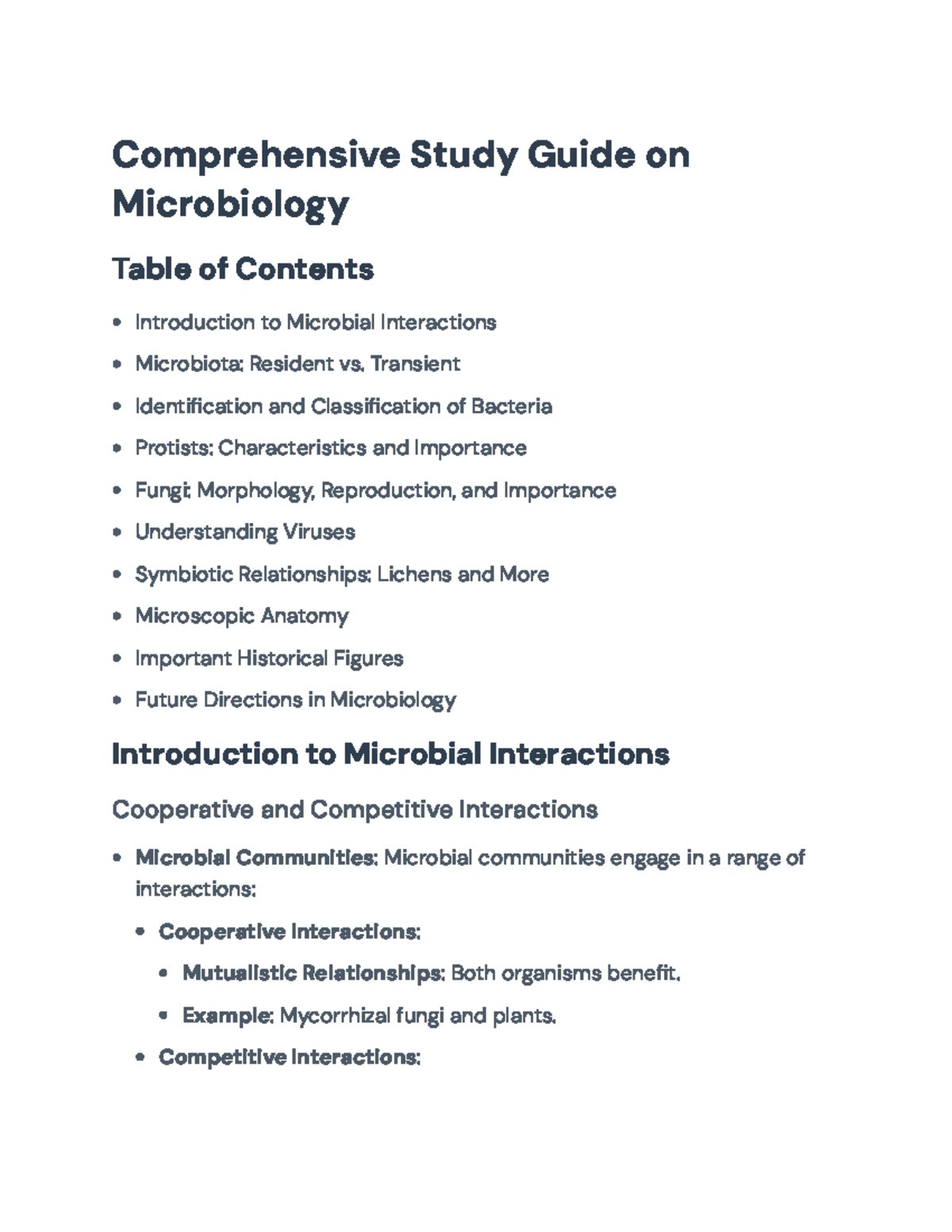 Comprehensive Study Guide on Microbiology (BIO 101) - Comprehensive ...