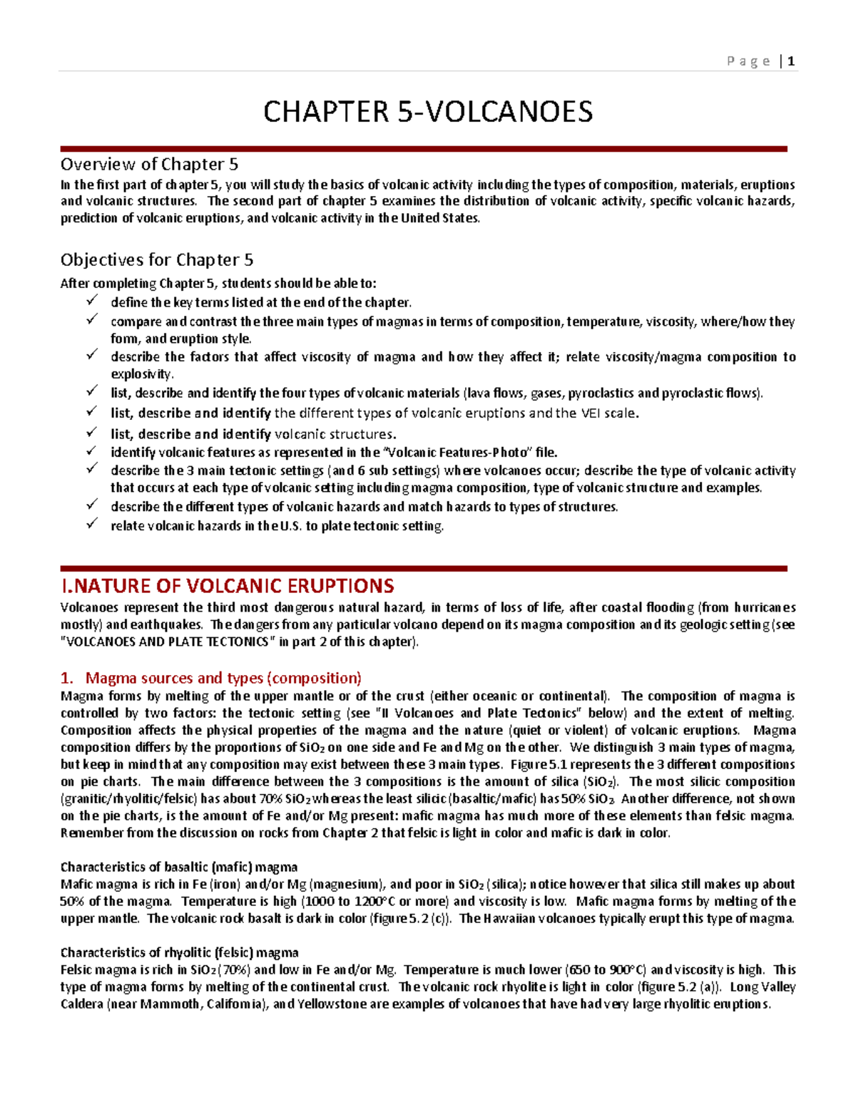 Chapter 5 - Volcanoes: Types of Eruptions, Structures, and Hazards ...