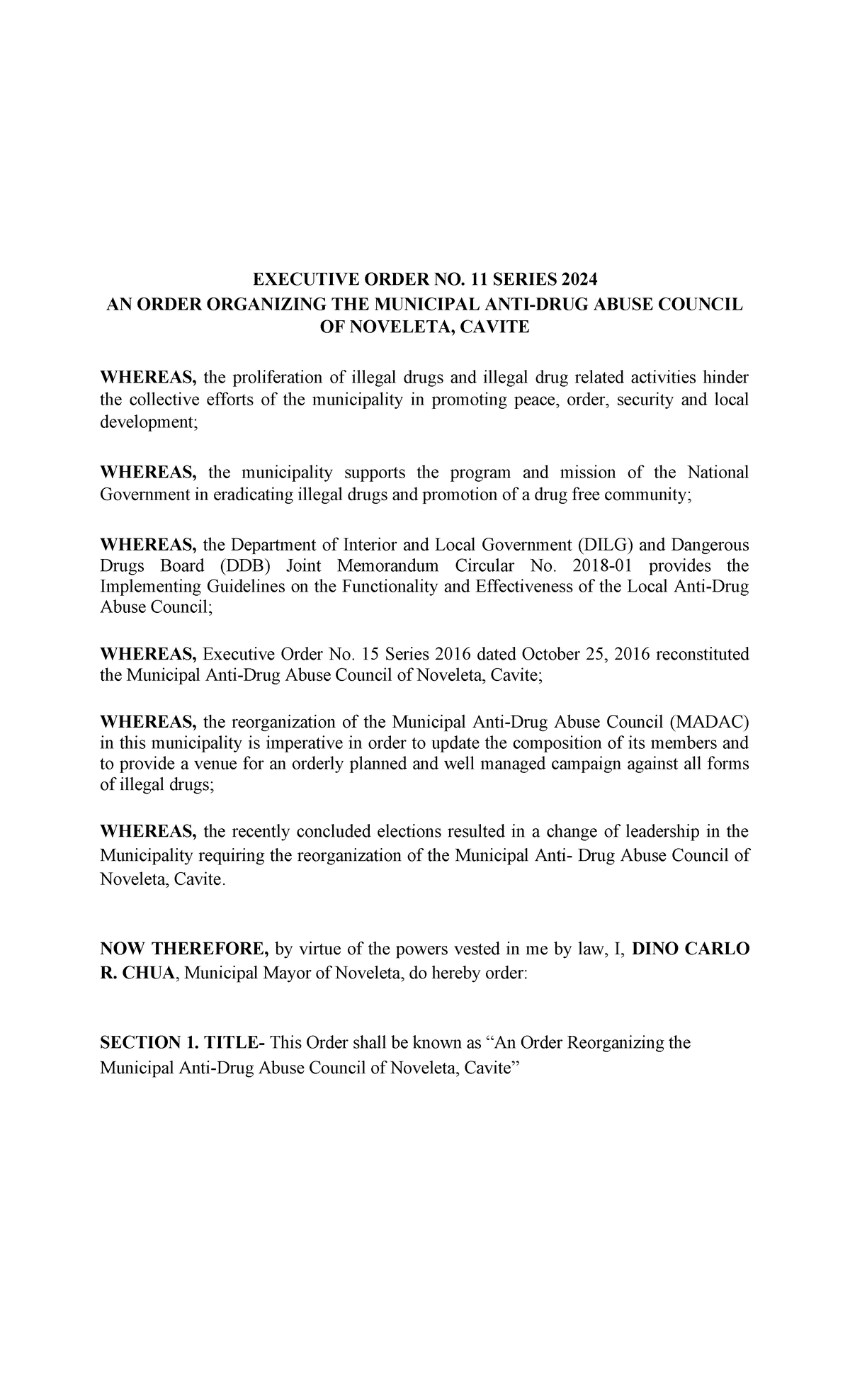 EO 11-2024: Reorganization of the Municipal Anti-Drug Abuse Council ...