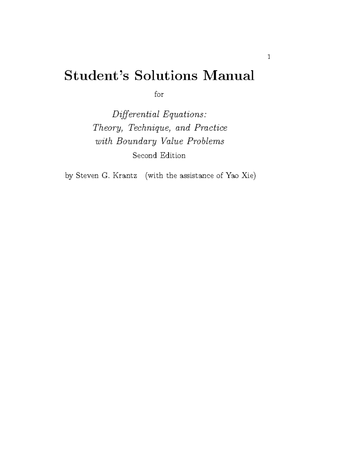 Differential Equations - George F - 1 Student’s Solutions Manual for ...