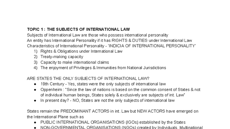 Public International Law - Final Exam Notes - Studocu