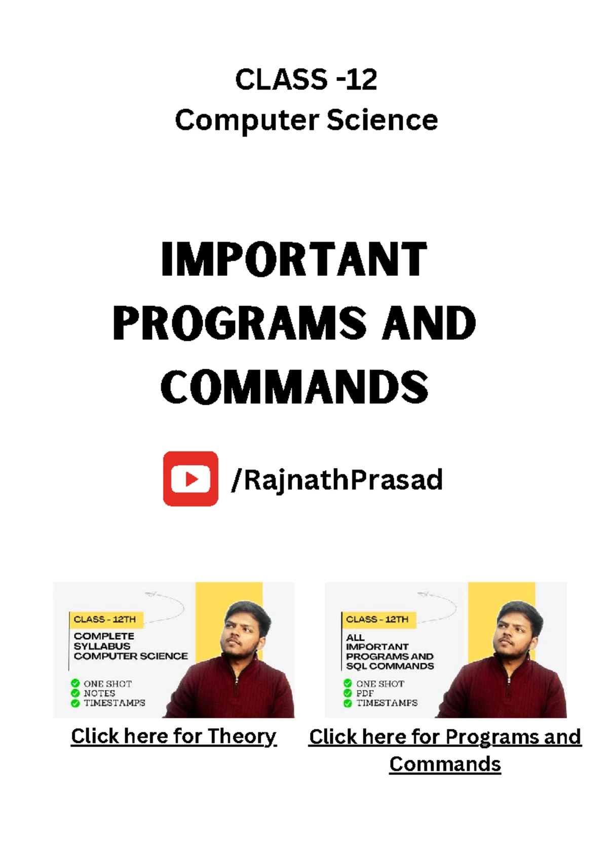 Class 11 Computer Science Important Programs & Preparation Guide - Studocu