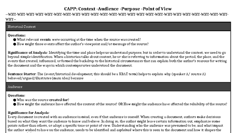 CAPP 222: Contextual Analysis Questions and Significance Guide - Studocu