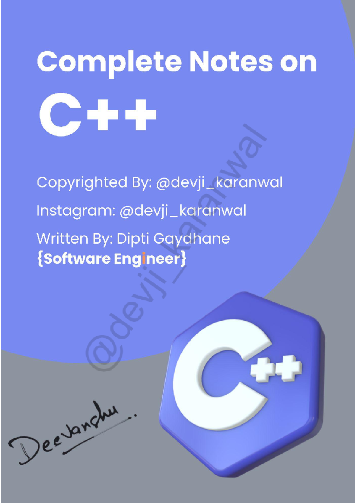 C++ Handwritten Final Notes - @devji karanwal - Comprehensive Guide ...