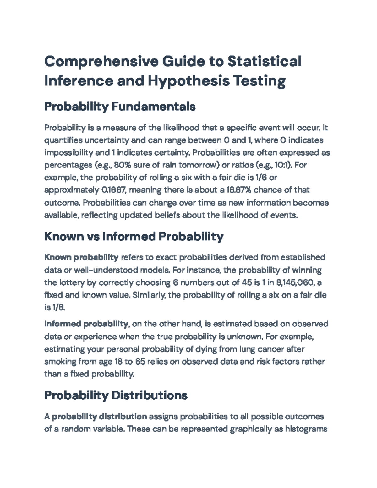 Statistical Inference & Hypothesis Testing: A Comprehensive Guide - Studocu
