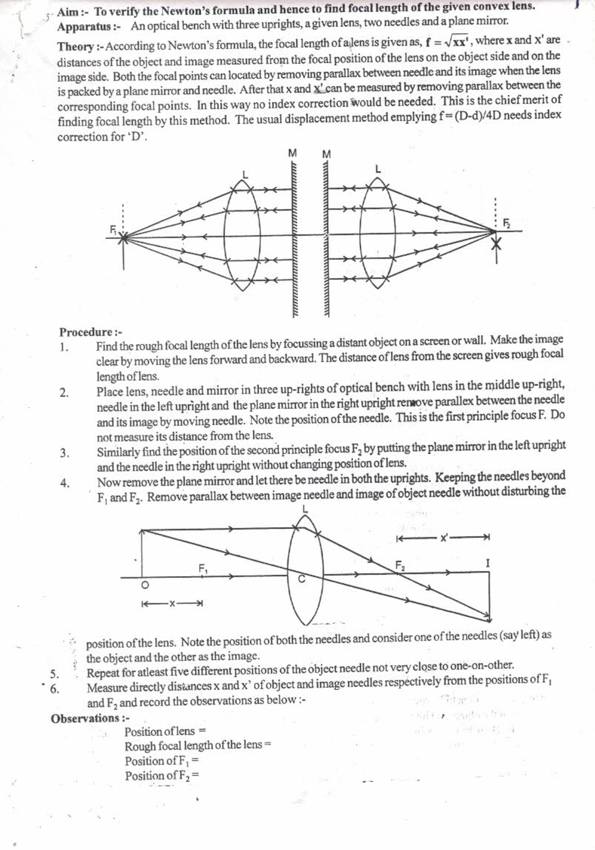 01 Practical on Focal Length of Convex Lens - Studocu