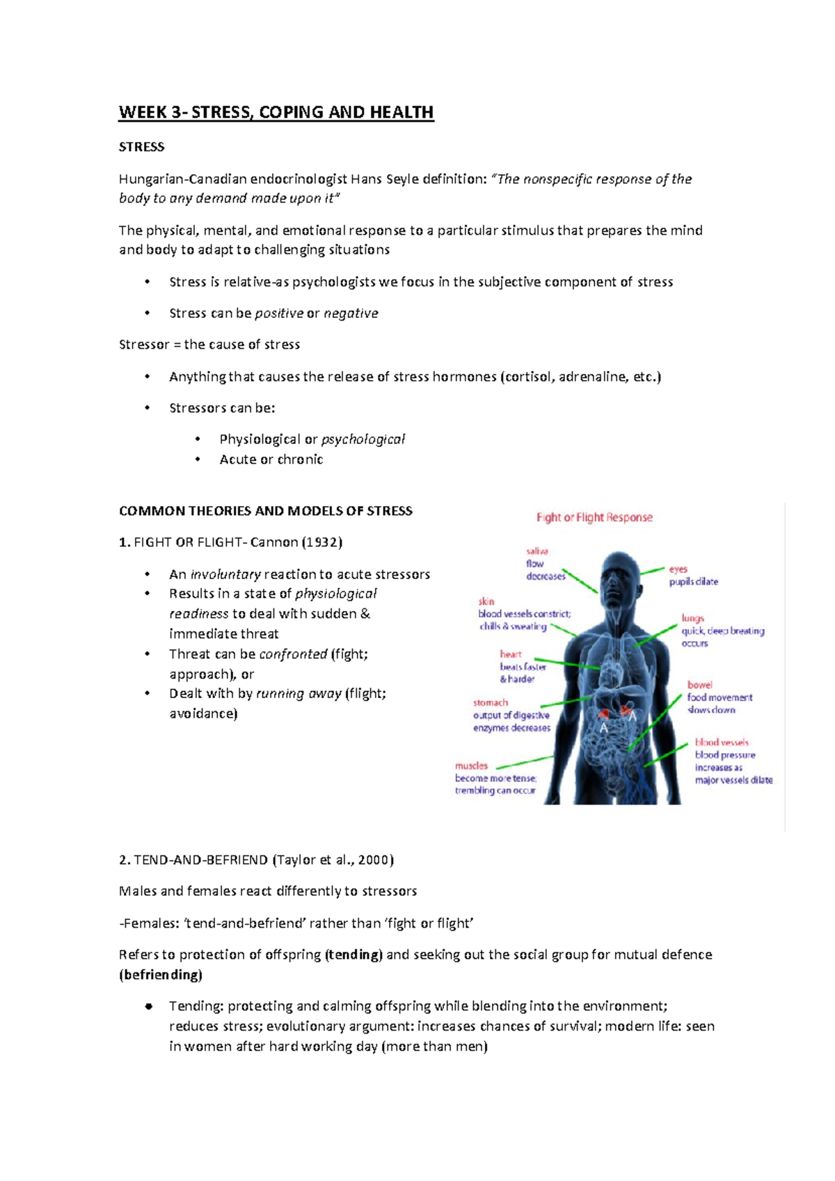 Lecture Notes 3: Understanding Stress and Coping Strategies in Health ...
