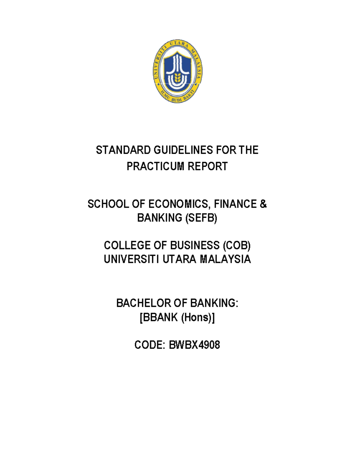 SEFB BWBX4908 Practicum Report Writing Guidelines for Banking - Studocu