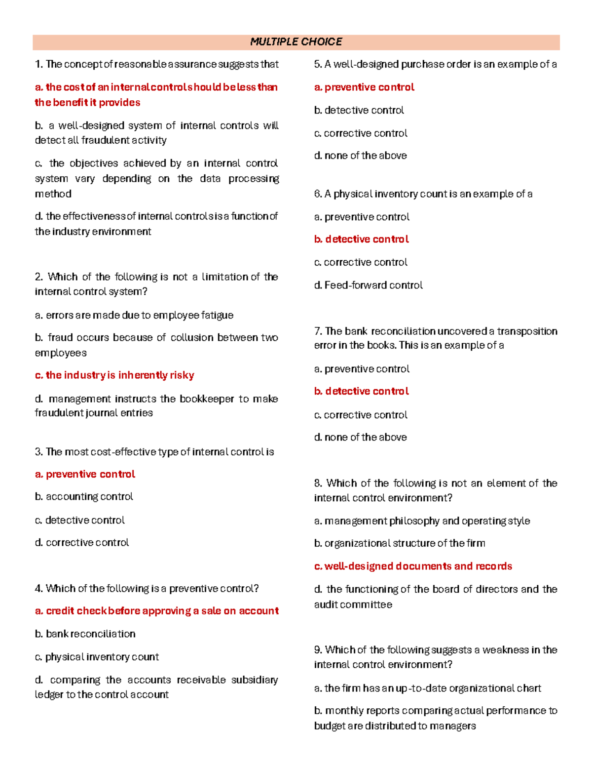 Chapter 1 — Auditing and Internal Control (MC) Study Guide - Studocu