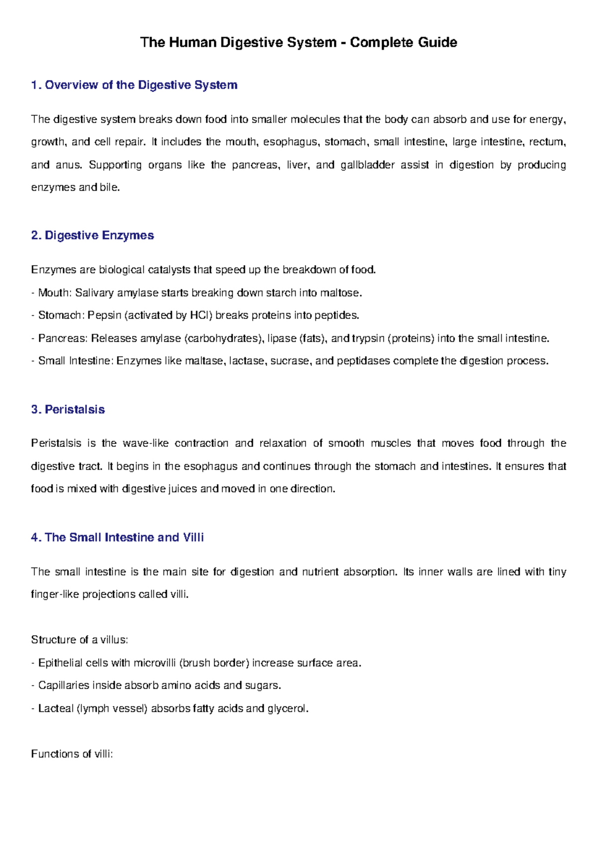 Digestive System Overview: A Complete Guide to Human Digestion - Studocu