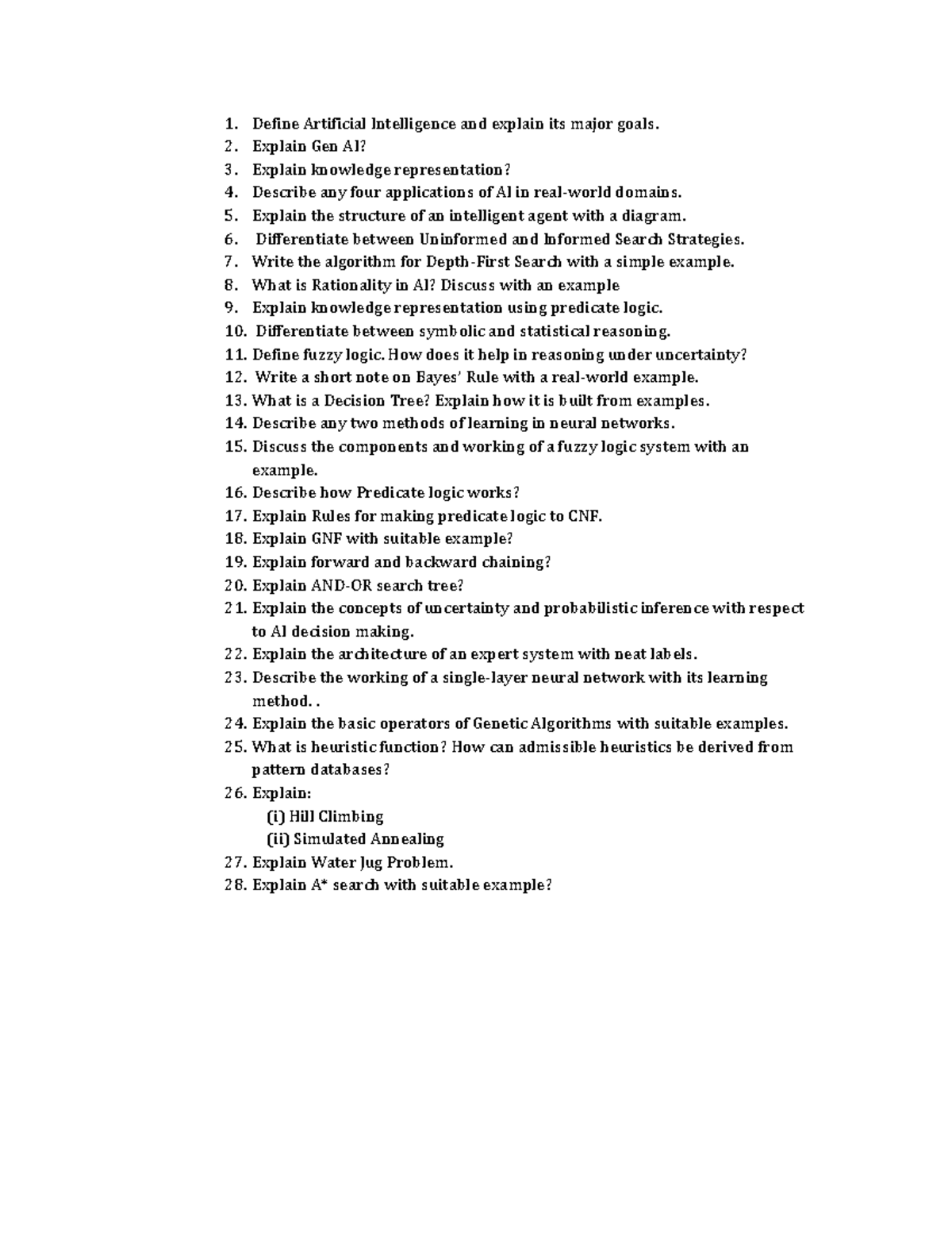 AI 101: Key Concepts and Applications - Important Questions Summary ...