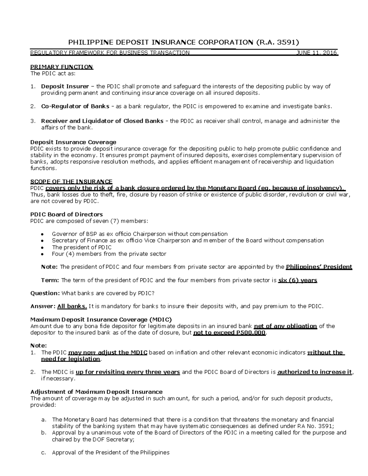Philippine Deposit Insurance Corporation (PDIC) - CASH AND CASH ...