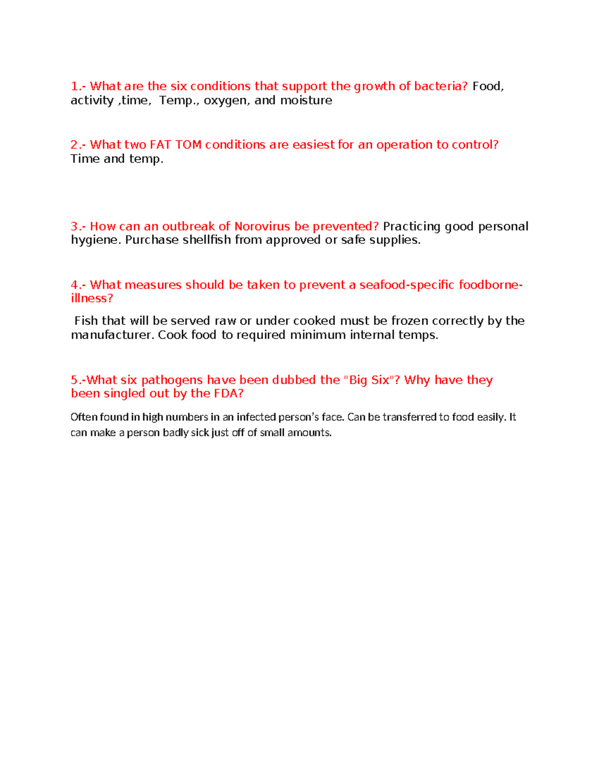 FDA Guidelines for Food Safety: Key Points and Practices - Studocu