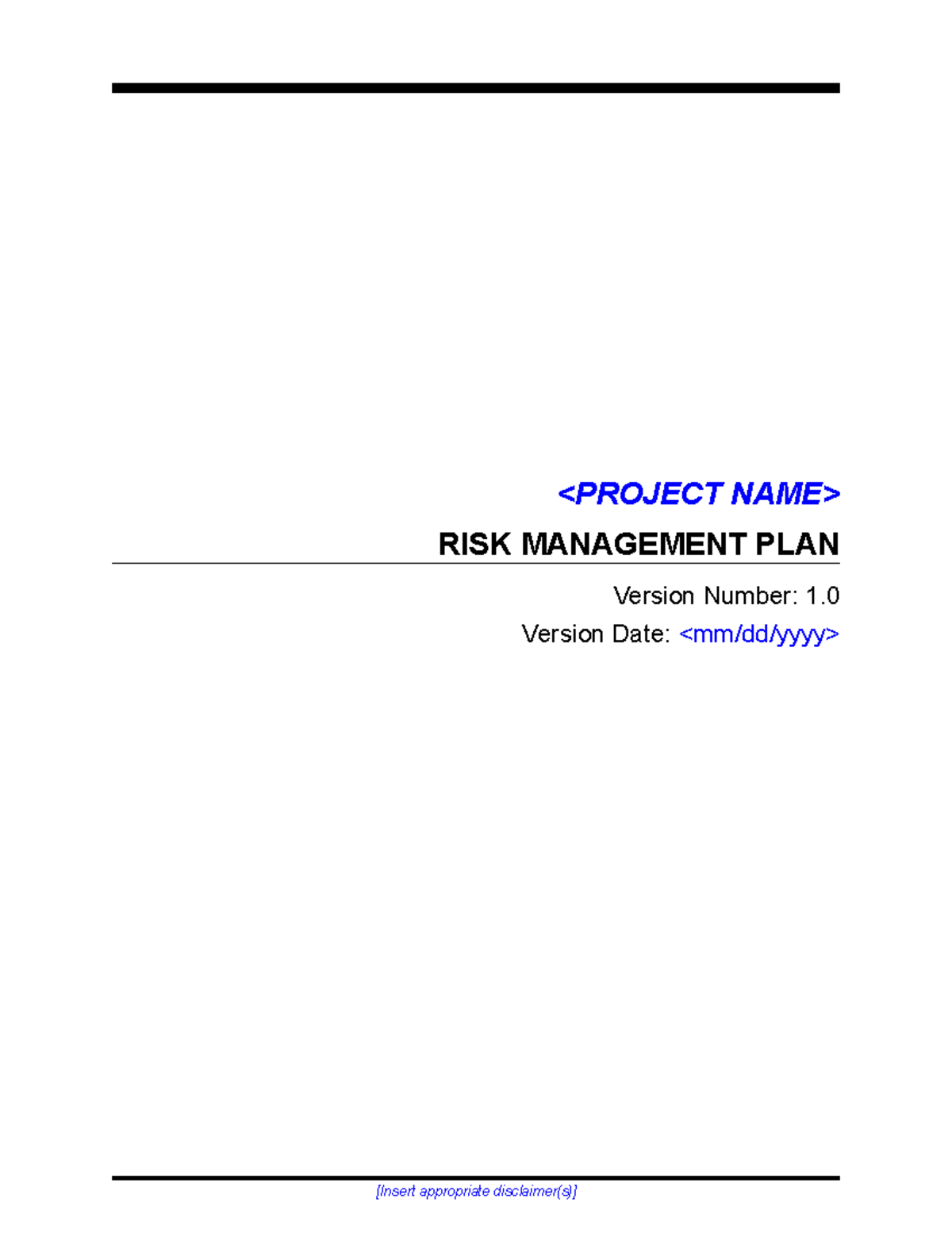 EPLC Risk Management Plan Template: Guidelines and Instructions - Studocu