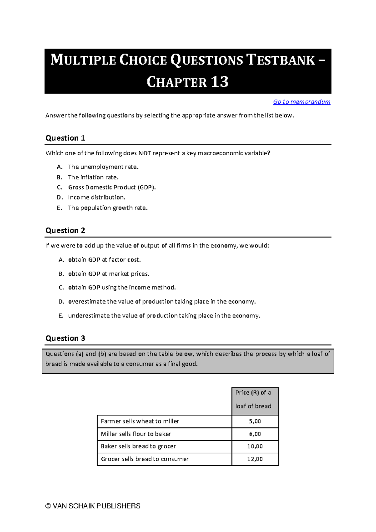 Multiple Choice Questions Testbank: Macroeconomics Chapter 13 - Studocu