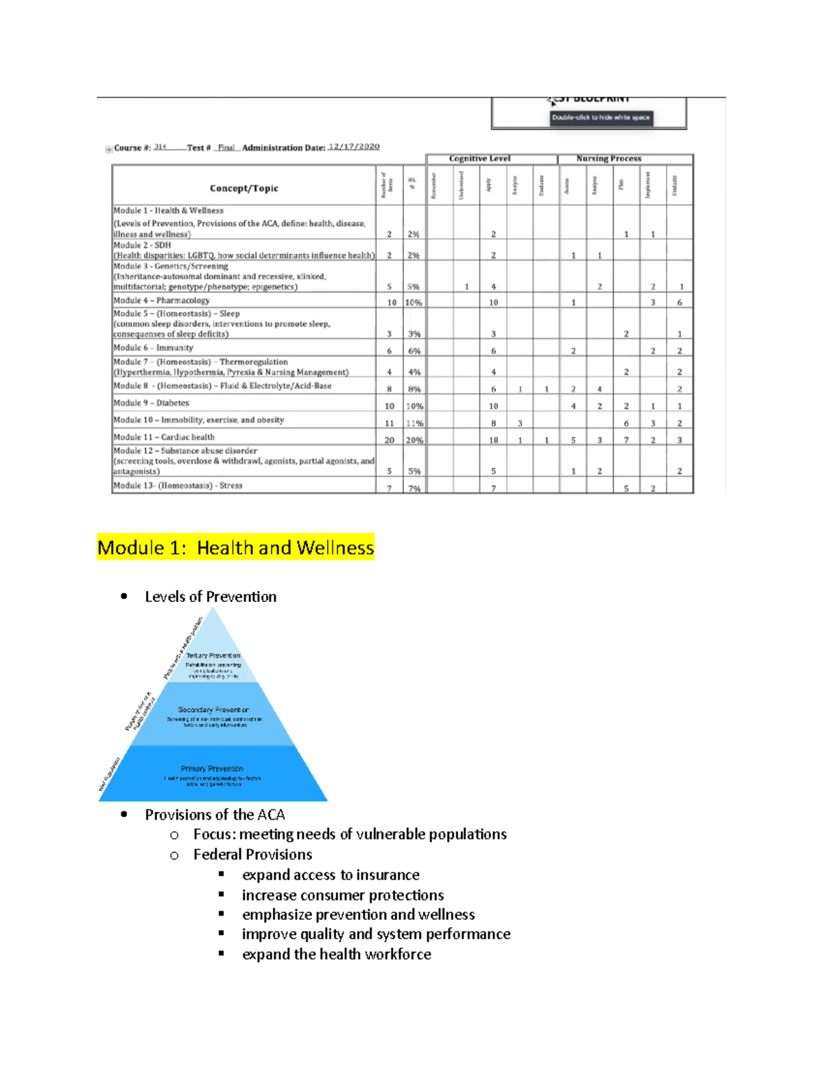 NURS 314 Final Exam Study Guide: Key Concepts in Health and Wellness ...