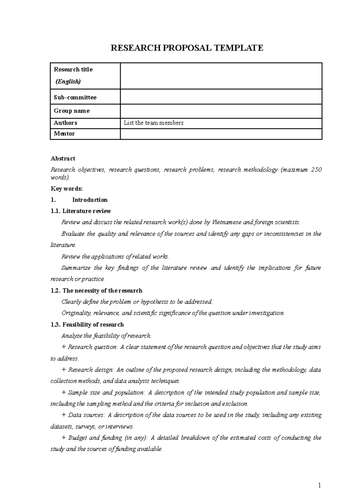 RESEARCH PROPOSAL TEMPLATE: Structure & Guidelines - Studocu