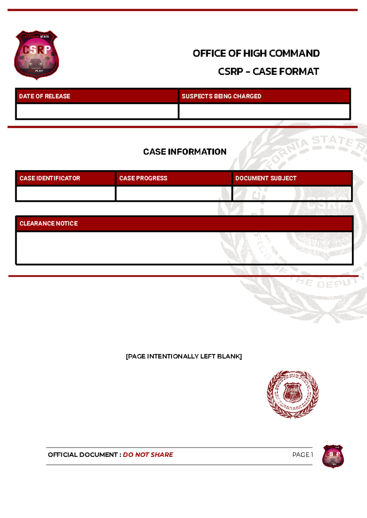 CSRP Case Formatting Stage 1 - OFFICE OF HIGH COMMAND CSRP - CASE ...