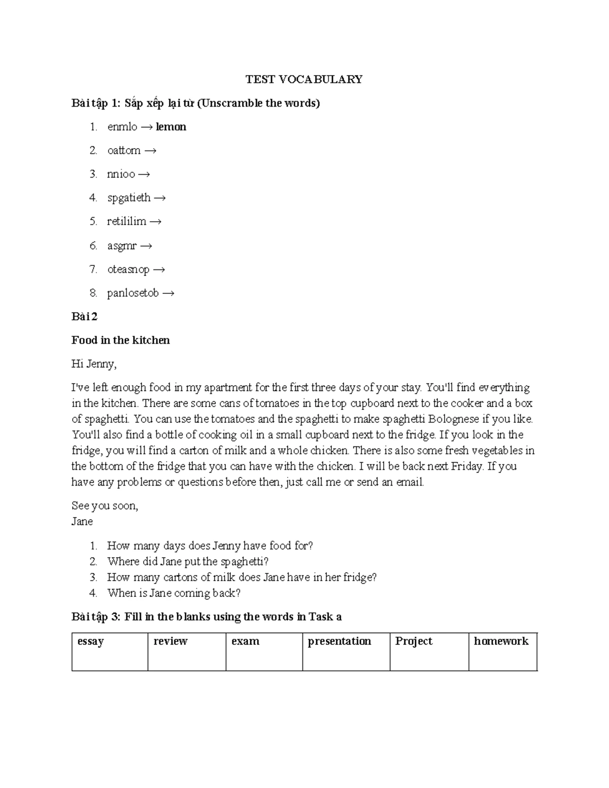 Test 1 - Verb Forms & Sentence Construction Practice - Studocu